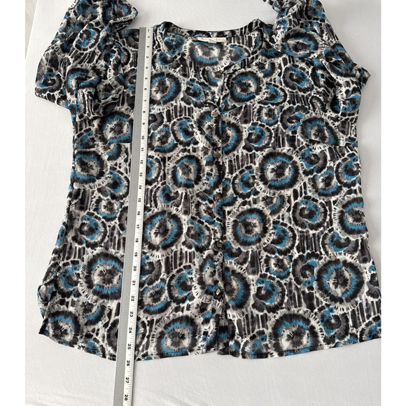 JM Collection Women’s Petite 16 Whimsigoth Sheer Colorful Metallic Blouse Boho - Picture 10 of 12